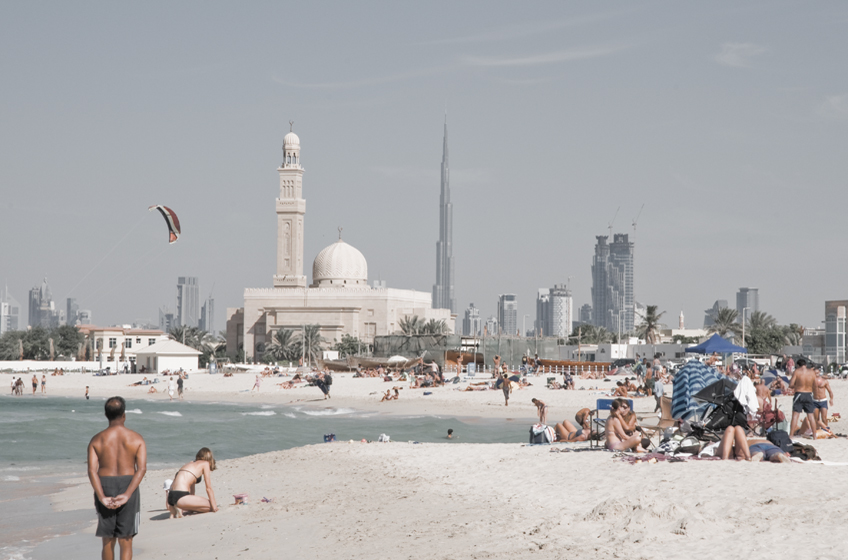 the Burj Kalifa from the beach in dubai 1